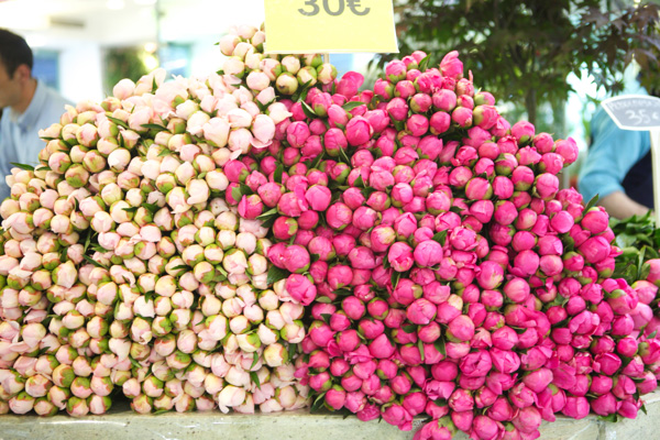 Piles of Peonies in Paris.